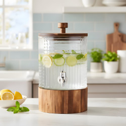 Beverage Dispenser with Wooden Stand 6 L